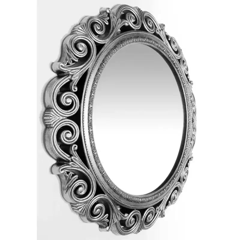Miroir Mural Rond 22" Argent Antique - : Style Roman, Aucun Assemblage Requis
