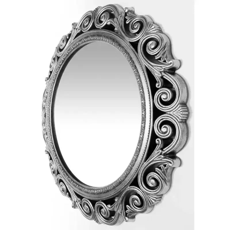Miroir Mural Rond 22" Argent Antique - : Style Roman, Aucun Assemblage Requis