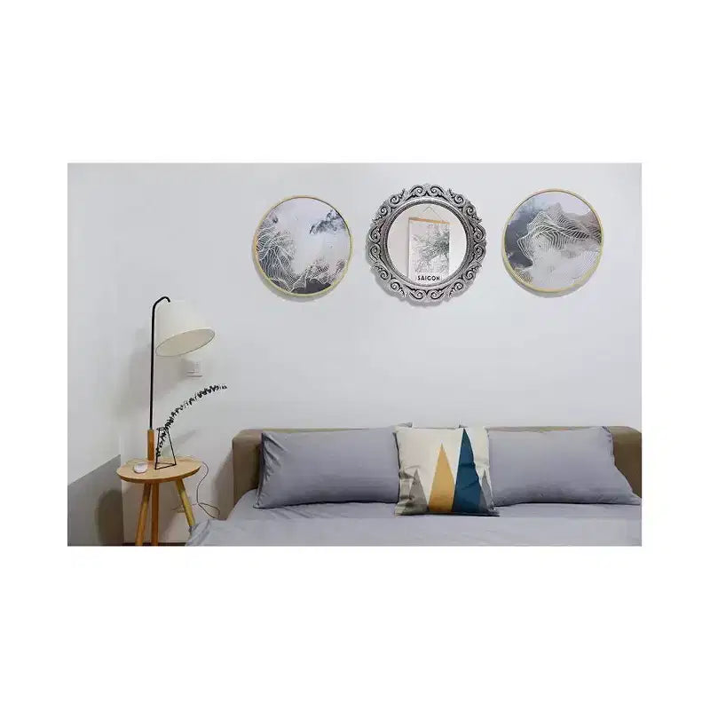 Miroir Mural Rond 22" Argent Antique - : Style Roman, Aucun Assemblage Requis