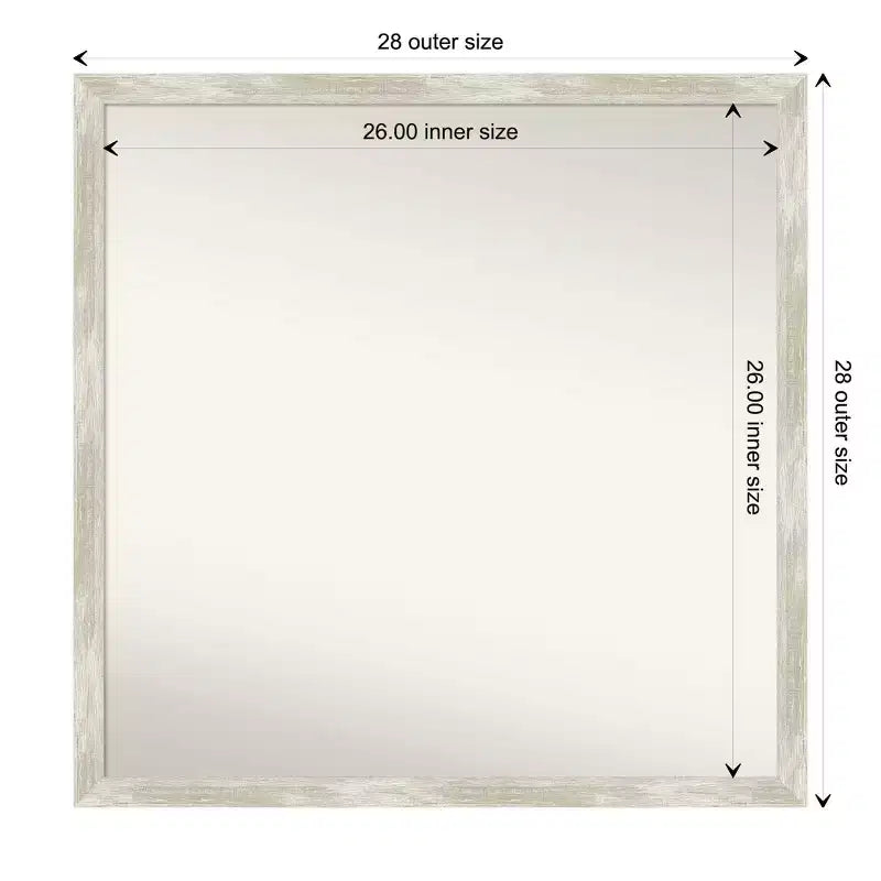 Miroir mural étroit de salle de bain non biseauté à effet craquelé 71 cm x 71 cm Argent métallique - : Comprend le matériel de montage, cadre en polystyrène