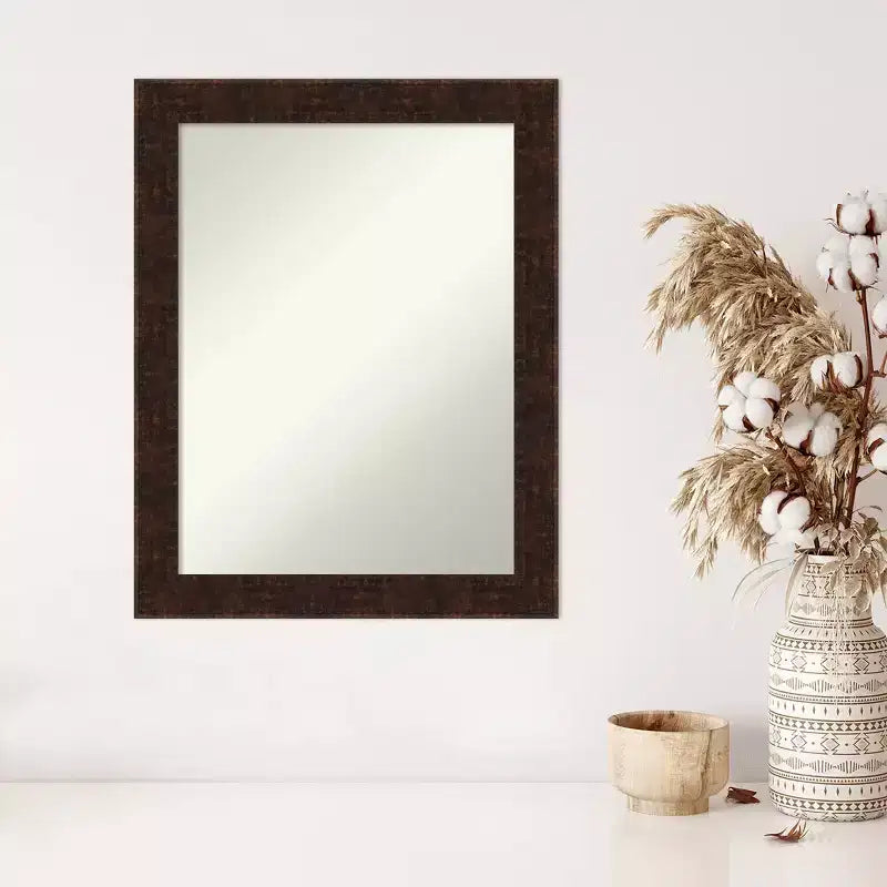 Miroir mural étroit sans biseau William en bronze marbré, 22 po x 28 po -