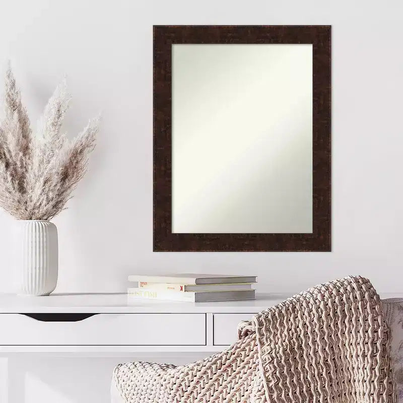 Miroir mural étroit sans biseau William en bronze marbré, 22 po x 28 po -