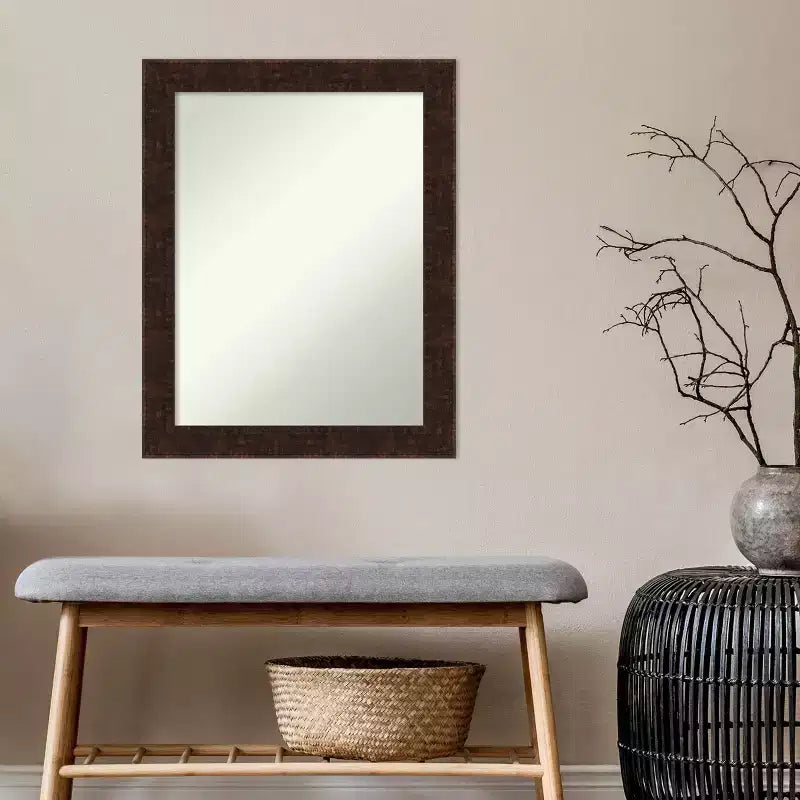 Miroir mural étroit sans biseau William en bronze marbré, 22 po x 28 po -