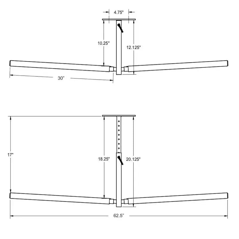 Hi-Port 2 | Support de rangement réglable pour skis et snowboard au plafond | Double | Supporte 68 kg