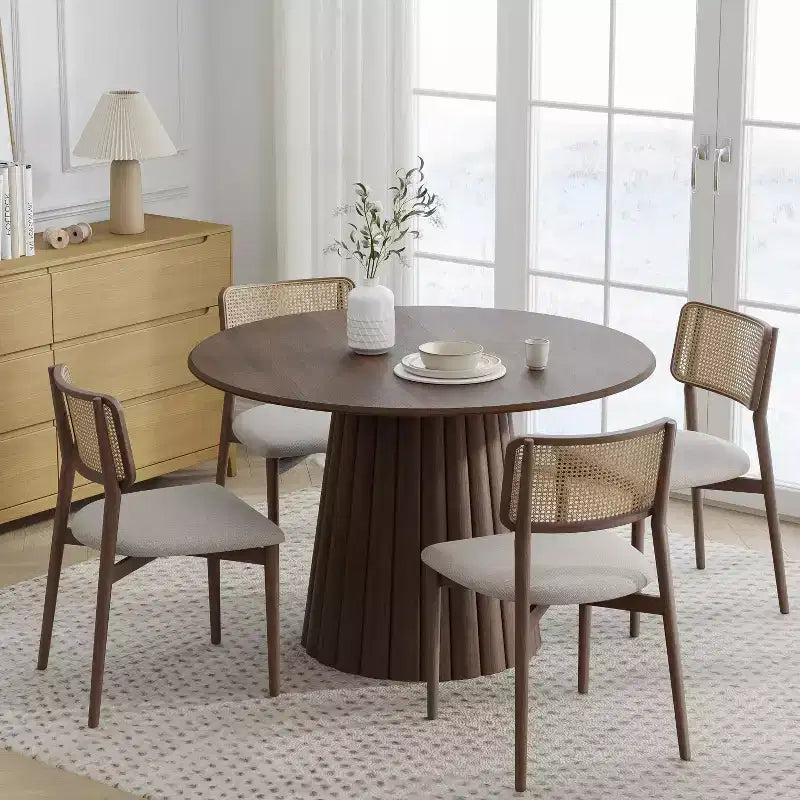 Table de salle à manger ronde en bois massif de 46 pouces