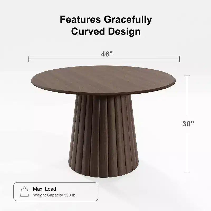 Table de salle à manger ronde en bois massif de 46 pouces