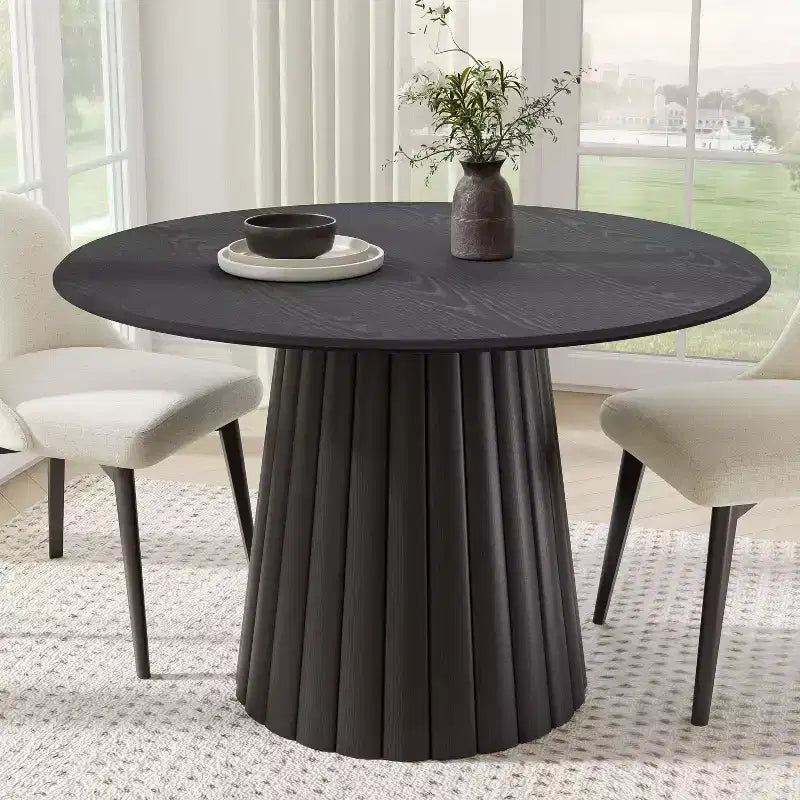 Table de salle à manger ronde en bois massif de 46 pouces