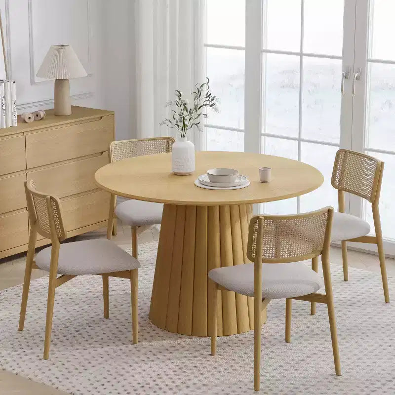 Table de salle à manger ronde en bois massif de 46 pouces
