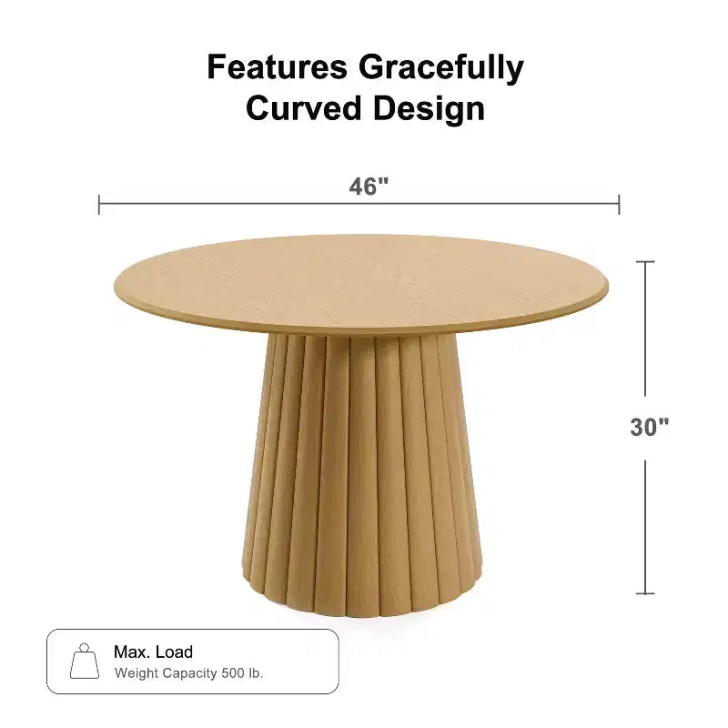 Table de salle à manger ronde en bois massif de 46 pouces