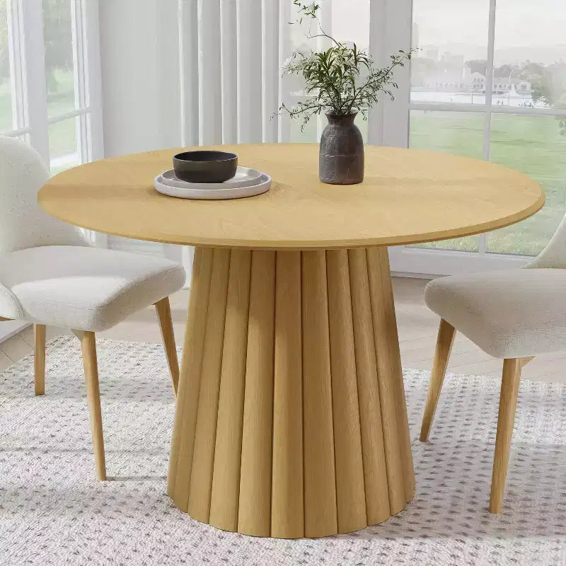 Table de salle à manger ronde en bois massif de 46 pouces