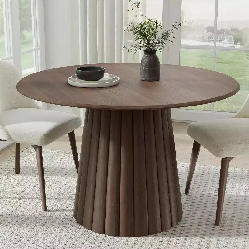 Table de salle à manger ronde en bois massif de 46 pouces