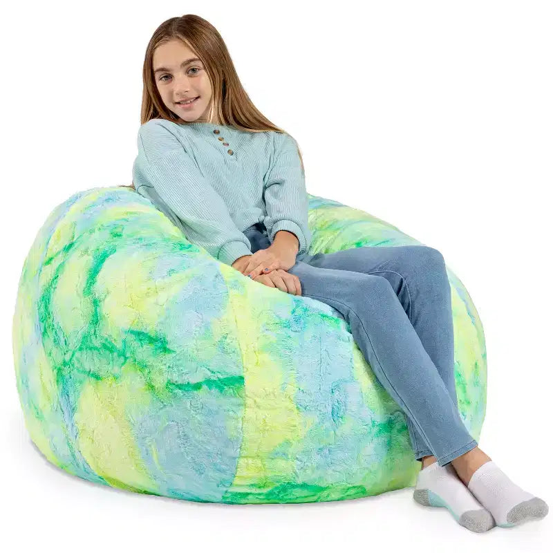 Pouf géant 3 pieds - Fausse fourrure - Couleurs amusantes