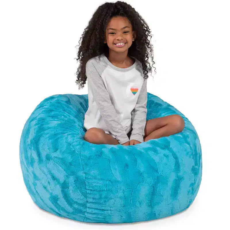 Pouf géant 3 pieds - Fausse fourrure - Couleurs amusantes