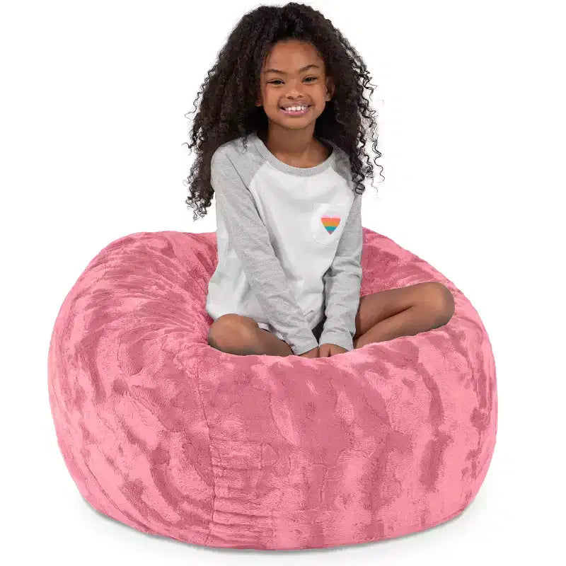 Pouf géant 3 pieds - Fausse fourrure - Couleurs amusantes