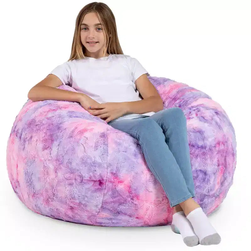 Pouf géant 3 pieds - Fausse fourrure - Couleurs amusantes