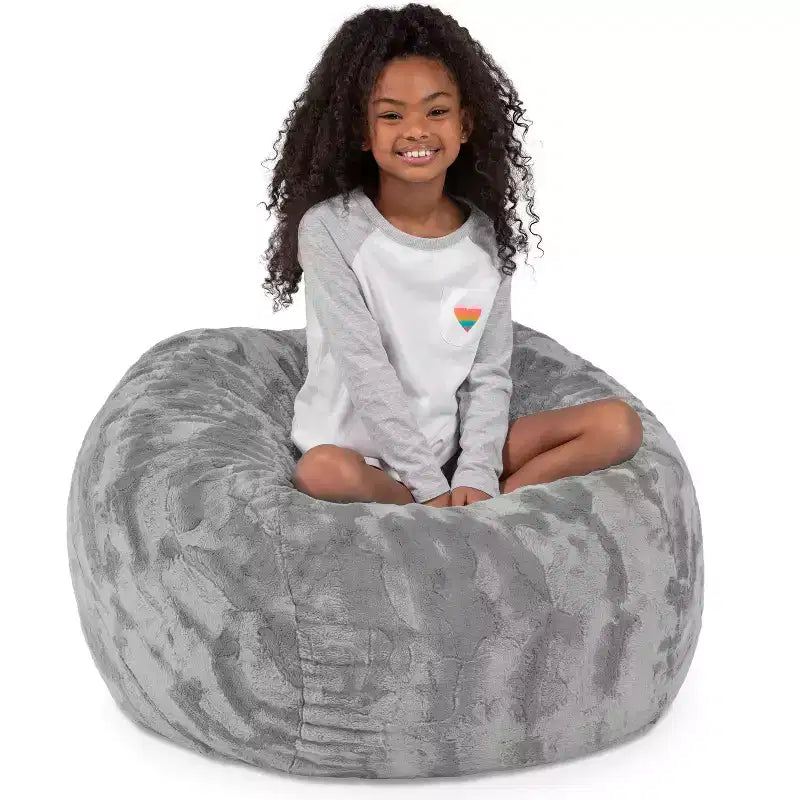 Pouf géant 3 pieds - Fausse fourrure - Couleurs amusantes