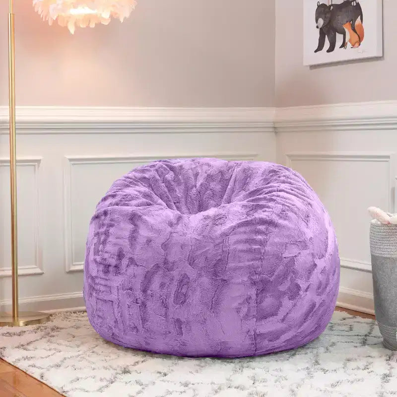 Pouf géant 3 pieds - Fausse fourrure - Couleurs amusantes
