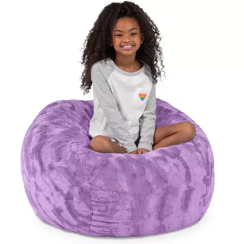 Pouf géant 3 pieds - Fausse fourrure - Couleurs amusantes