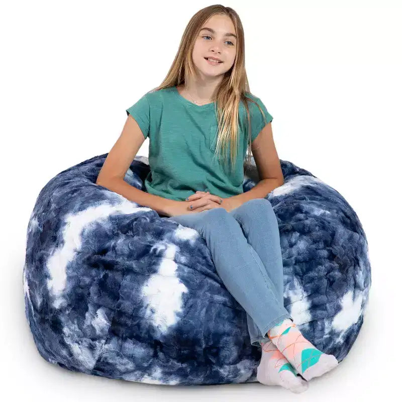 Pouf géant 3 pieds - Fausse fourrure - Couleurs amusantes