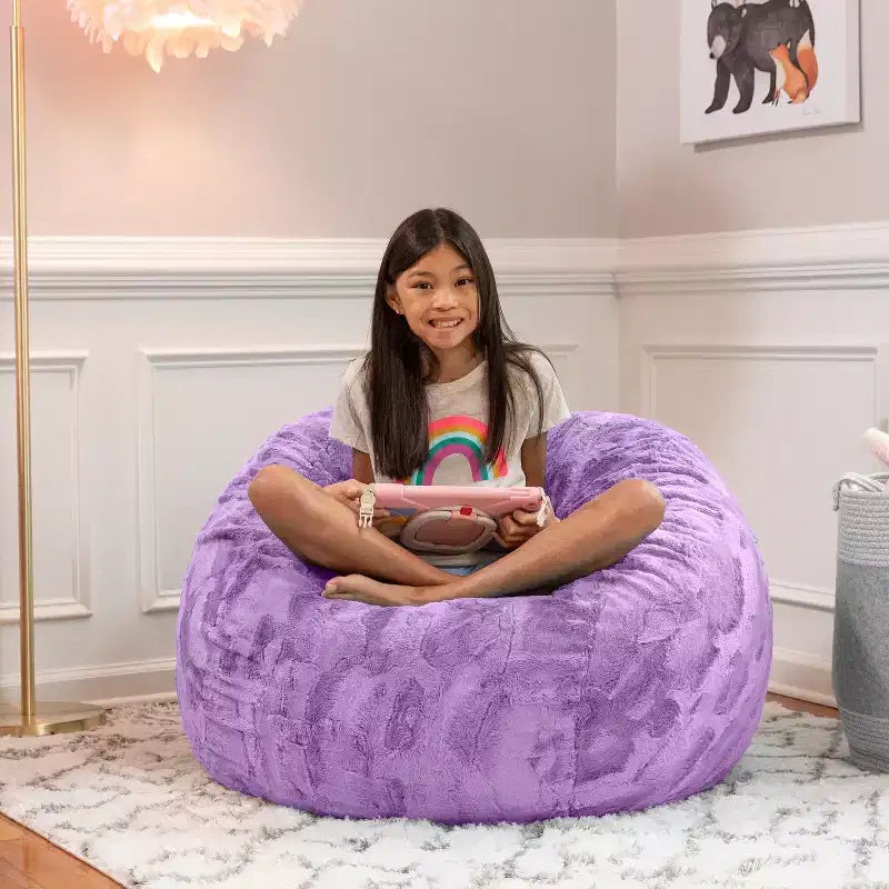 Pouf géant 3 pieds - Fausse fourrure - Couleurs amusantes