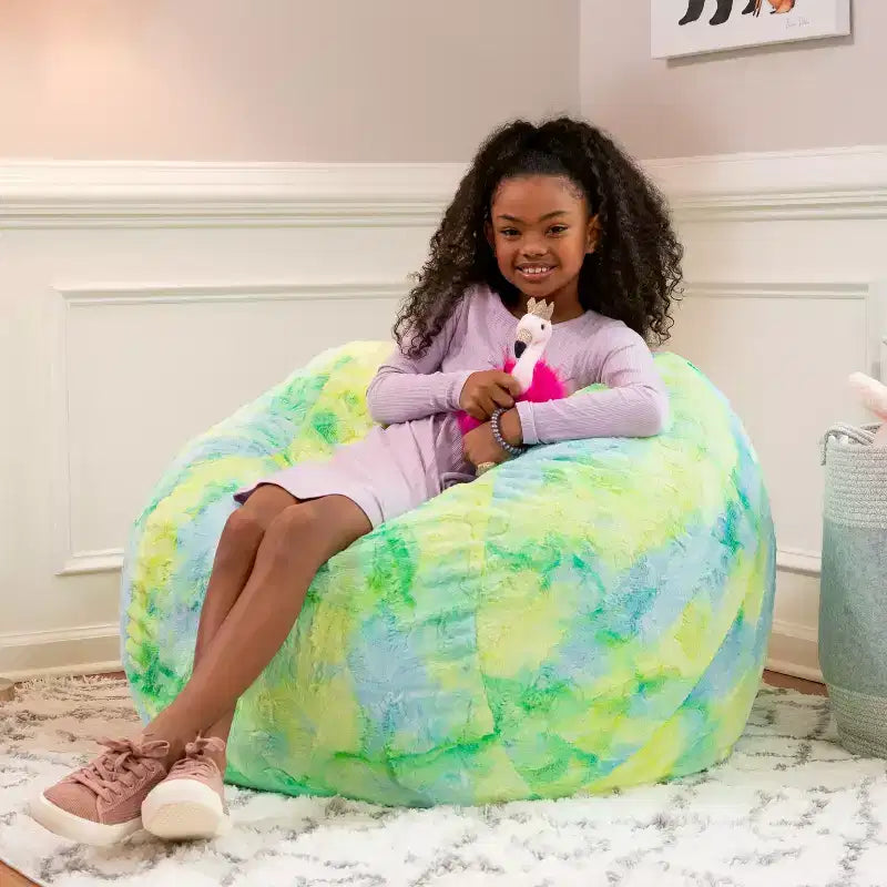 Pouf géant 3 pieds - Fausse fourrure - Couleurs amusantes