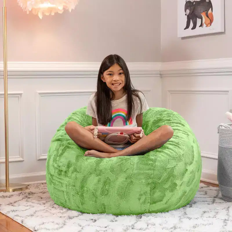 Pouf géant 3 pieds - Fausse fourrure - Couleurs amusantes