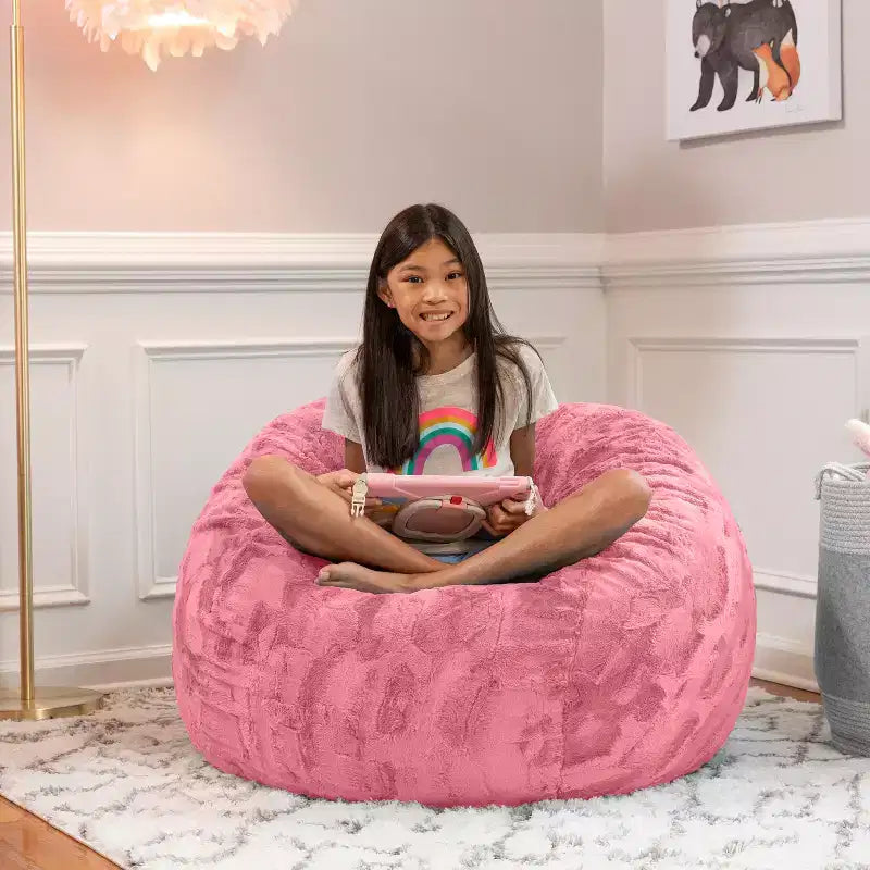 Pouf géant 3 pieds - Fausse fourrure - Couleurs amusantes