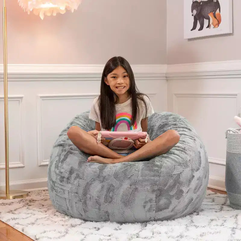 Pouf géant 3 pieds - Fausse fourrure - Couleurs amusantes