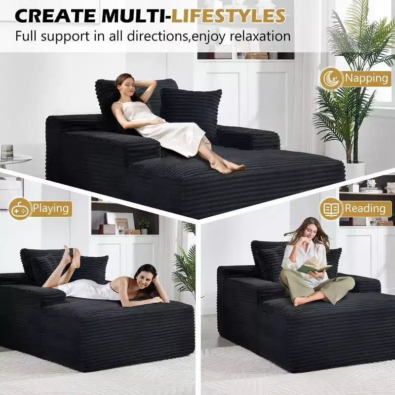 Canapé-lit futon de sol moderne surdimensionné en velours avec coussins moelleux, canapé-lit de salon confortable pour le salon, l'appartement