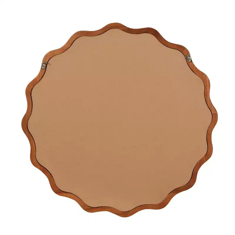 Miroir décoratif mural à cadre en bois massif ondulé rond de 30 po, style ferme moderne, pour chambre à coucher, salle de bain, salon, entrée, marron
