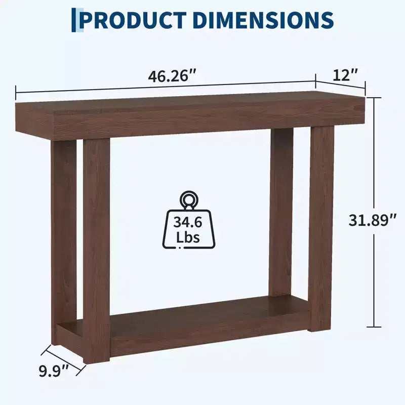 Table console de ferme 46 po, table de canapé étroite pour entrée, table d'appoint industrielle, assemblage facile, pour couloir, vestibule, salon