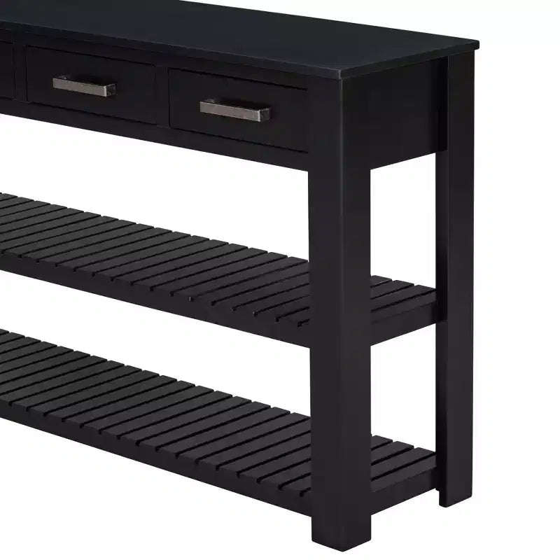 Console moderne en bois avec tiroirs et étagères, table d'entrée minimaliste avec rangement pour entrées et salons