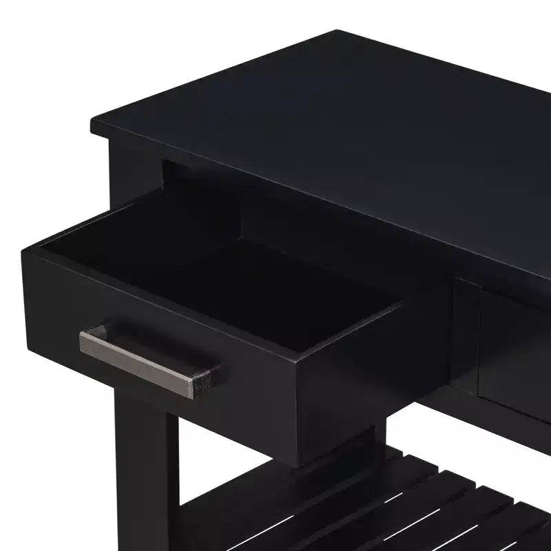 Console moderne en bois avec tiroirs et étagères, table d'entrée minimaliste avec rangement pour entrées et salons