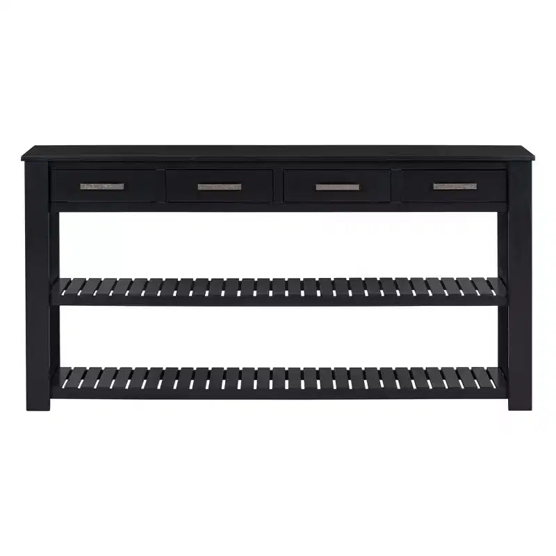 Console moderne en bois avec tiroirs et étagères, table d'entrée minimaliste avec rangement pour entrées et salons