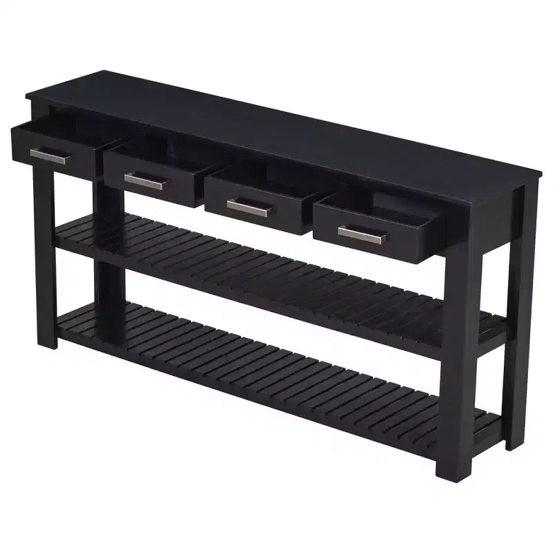 Console moderne en bois avec tiroirs et étagères, table d'entrée minimaliste avec rangement pour entrées et salons
