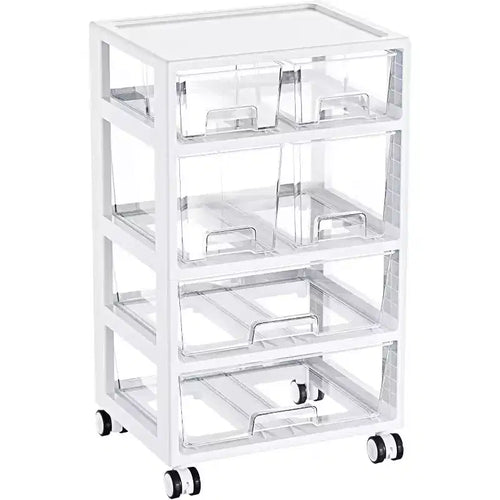 Vtopmart 1 pack 4 layers 6 drawers transparent practical plastic drawer storage cart
