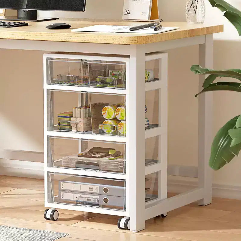 1 paquet 4 couches 6 tiroirs chariot de rangement en plastique transparent et pratique