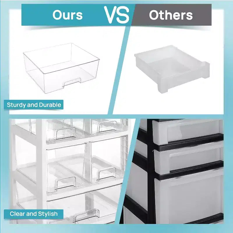 1 paquet 4 couches 6 tiroirs chariot de rangement en plastique transparent et pratique