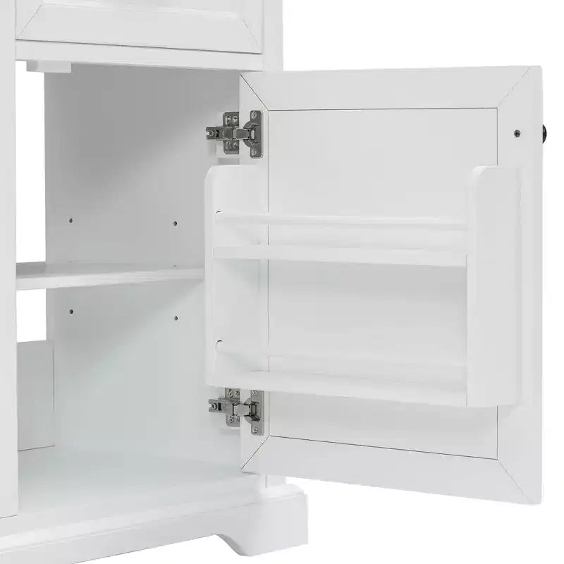 Meuble-lavabo 36 po avec dessus en céramique, 4 tiroirs, 1 porte à fermeture amortie, autoportant, poignées en métal, noir