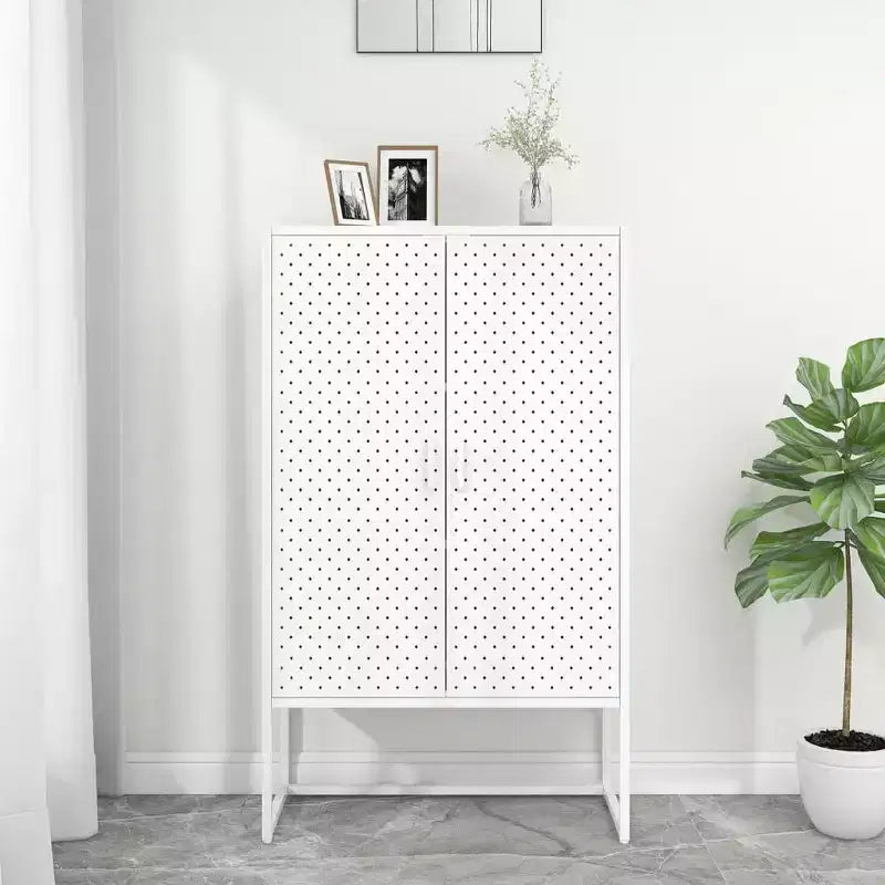 Meuble de rangement, buffet pour entrée, chambre, bureau en acier – blanc