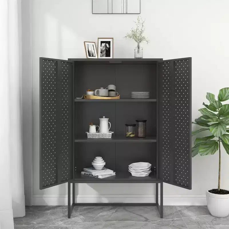 Meuble de rangement, buffet pour entrée, chambre, bureau en acier – blanc
