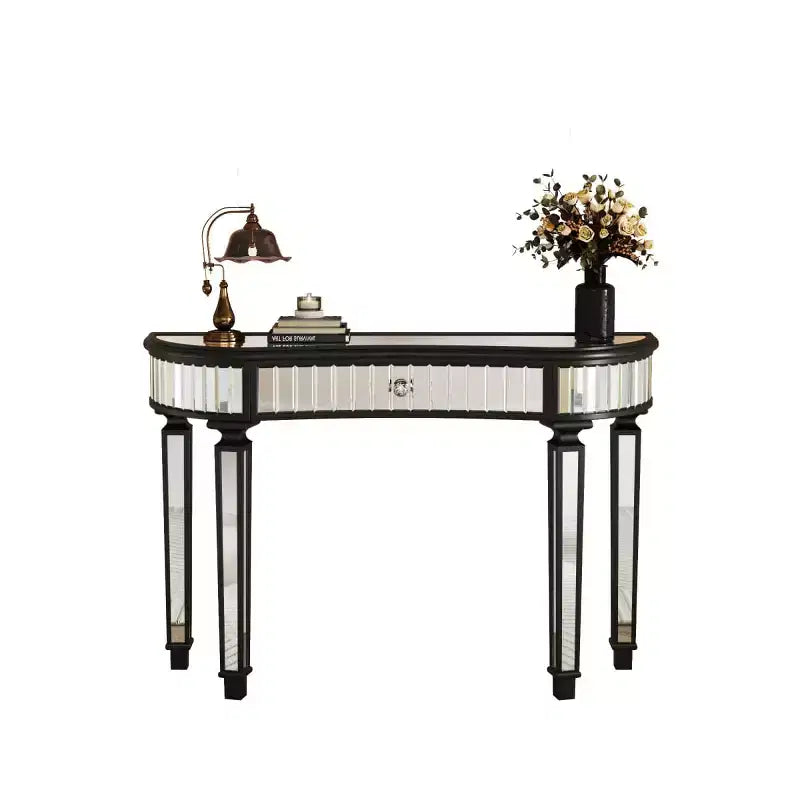 Console moderne en miroir de 47 po avec tiroir de rangement, table d'entrée demi-lune pour couloir, dressing ou salon -
