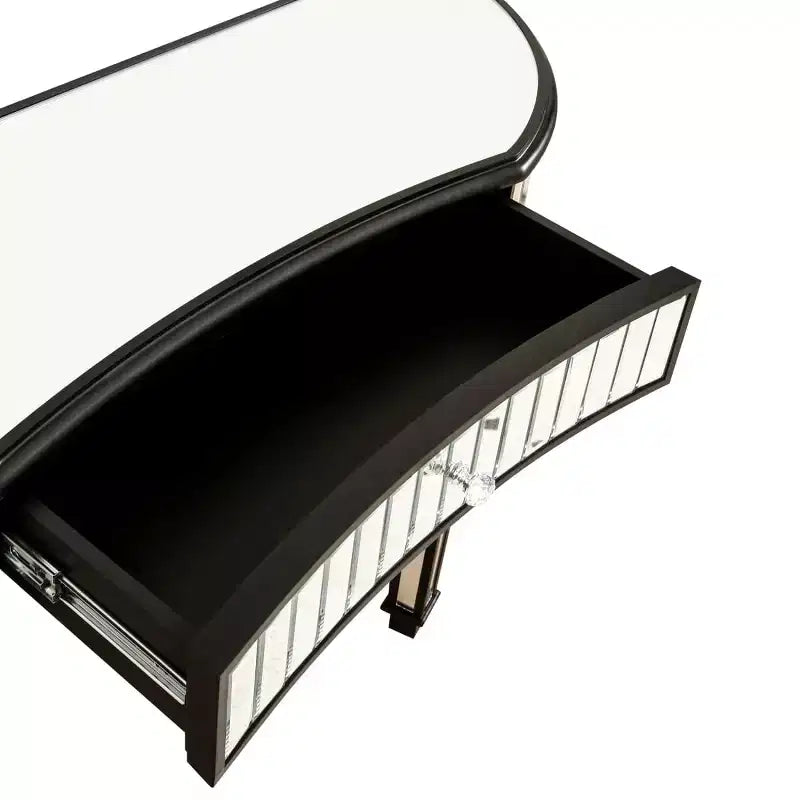 Console moderne en miroir de 47 po avec tiroir de rangement, table d'entrée demi-lune pour couloir, dressing ou salon -