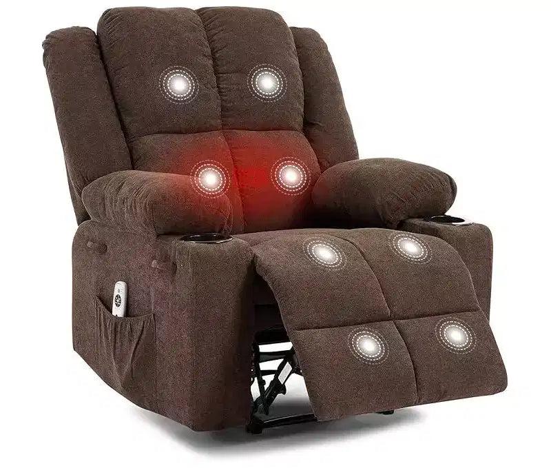 Fauteuil inclinable manuel avec massage par vibration et chauffage lombaire,Canapé simple avec poche latérale,Fauteuil à bascule avec porte-gobelet,Fauteuil inclinable pour chambre à coucher