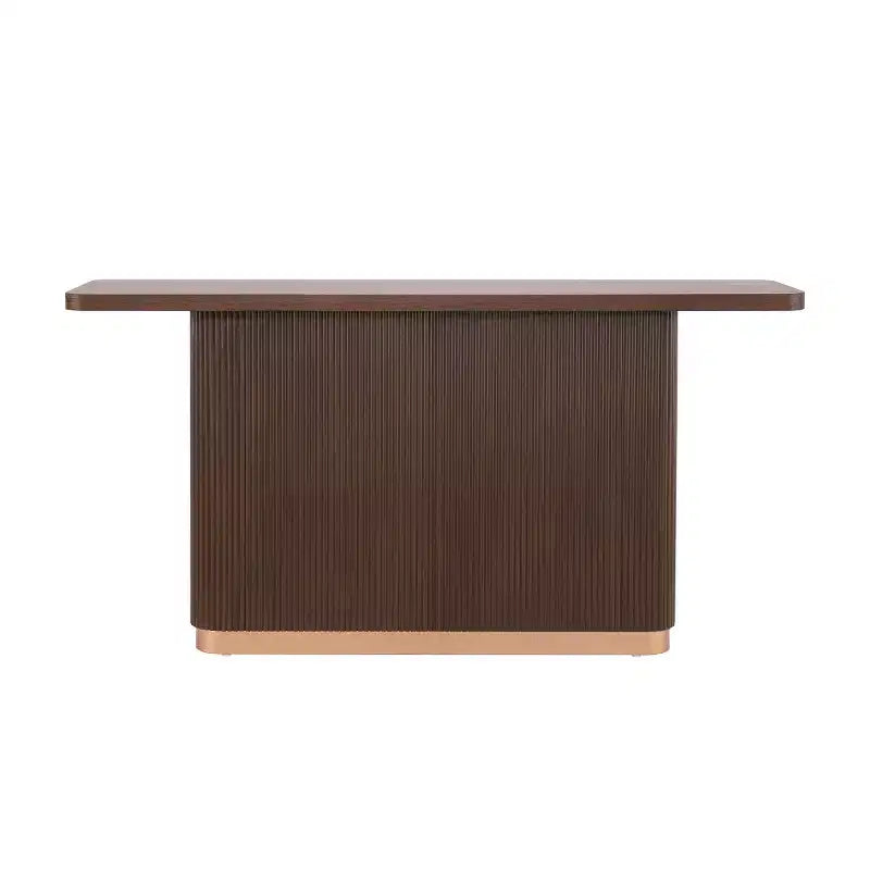 Table console étroite de 58 po avec dessus en placage de frêne, table de canapé moderne, table d'entrée pour salon, couloir ou hall-