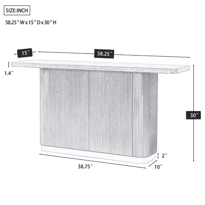 Table console étroite de 58 po avec dessus en placage de frêne, table de canapé moderne, table d'entrée pour salon, couloir ou hall-