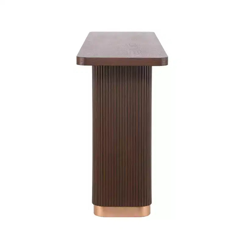 Table console étroite de 58 po avec dessus en placage de frêne, table de canapé moderne, table d'entrée pour salon, couloir ou hall-
