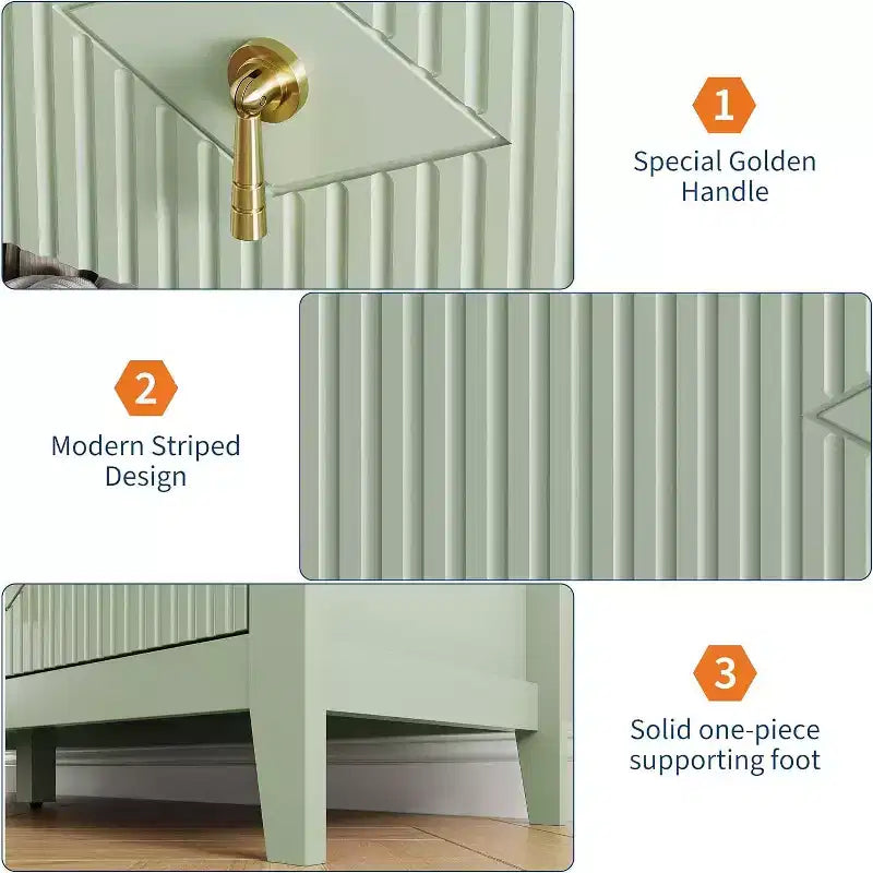 Commode à 7 tiroirs cannelés, meuble de rangement large avec tiroirs profonds et kit anti-basculement