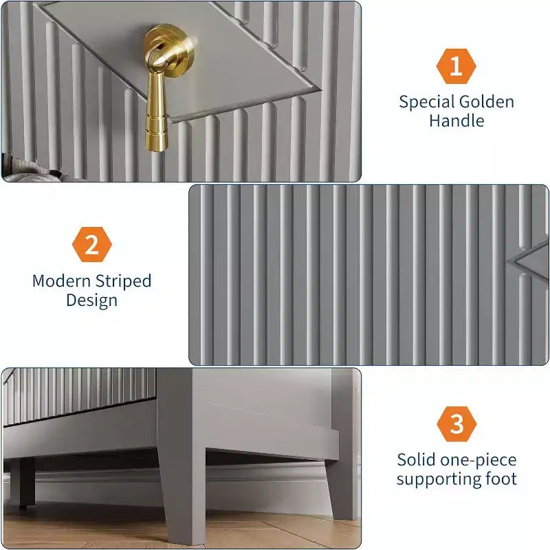 Commode à 7 tiroirs cannelés, meuble de rangement large avec tiroirs profonds et kit anti-basculement