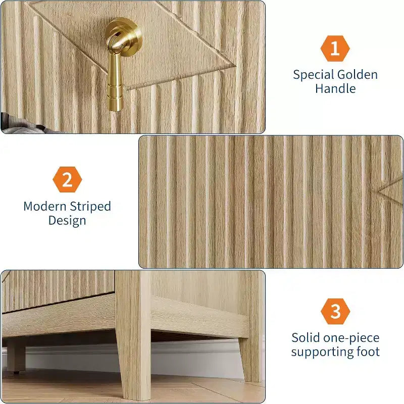 Commode à 7 tiroirs cannelés, meuble de rangement large avec tiroirs profonds et kit anti-basculement